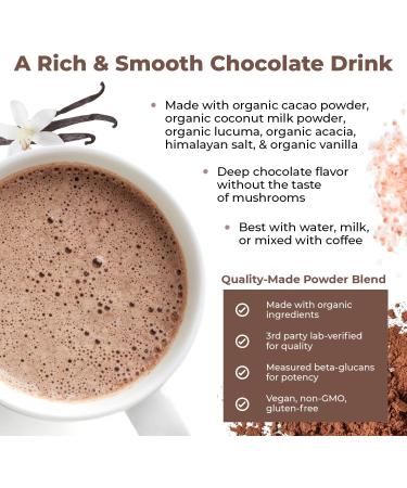 Organic 5 Defenders Mushroom Hot Chocolate Mix - Unsweetened, Gluten-Free, Vegan - 15 Servings - Buy Online on GoSupps.com