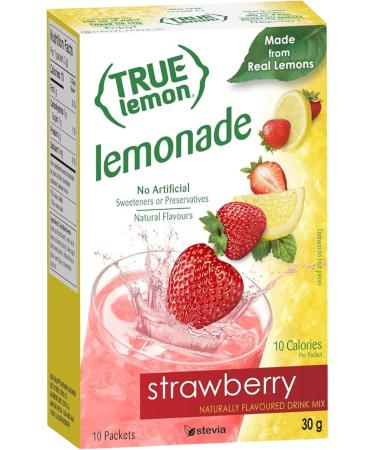 True Lemon Strawberry Lemonade 10ct Naturally Flavoured Drink Mix - 10 Calories Per Packet - No Artificial Sweeteners or Preservatives (1 Pack) Strawberry 10 count (Pack of 1) - Buy Online on GoSupps.com