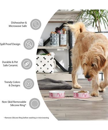 Bone Dry Pet Bowl Collection - Small Marble Ceramic Set (2 Count, Teal) - 6x2 Medium Size - Buy Online on GoSupps.com
