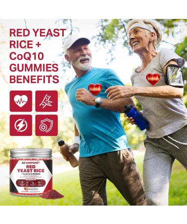 Red Yeast Rice with Coq10 Gummies Suagr Free Balanced Cholesterol Supplement - Omega-3 Turmeric Beet Root Vitamin C D Magnesium Support Healthy Heart Energy & Immunity Strawberry Flavor 60 Cts - Buy Online on GoSupps.com