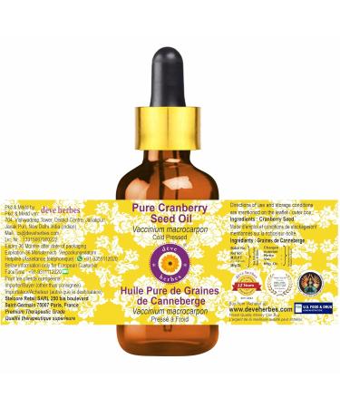 Deve Herbes Pure Cranberry Seed Oil 15ml - Cold Pressed Glass Dropper | Premium Natural Skincare - Buy Online on GoSupps.com