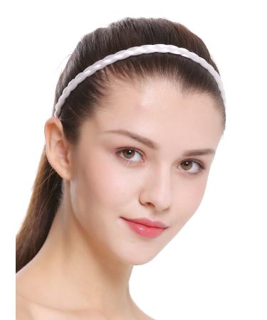 WIG ME UP - CXT-009-138 Hairband headband braided traditional costume 1cm narrow white braid