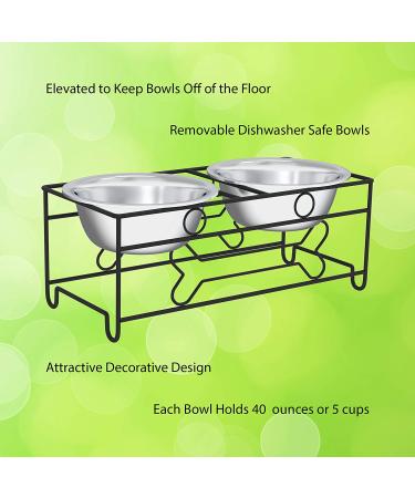 PETMAKER Stainless Steel Raised Food and Water Bowls with Decorative Stand - 2 Pack 6.5 Height - Buy Online on GoSupps.com