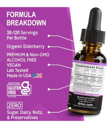 Elderberry Syrup Organic Liquid Drops - Sugar Free Immune Support Supplement for Adults & Kids Ages 1 Immune Booster - Pure Organic Elderberry Syrup Liquid Drops Tincture Extract Concentrate 1 Fl Oz - Buy Online on GoSupps.com