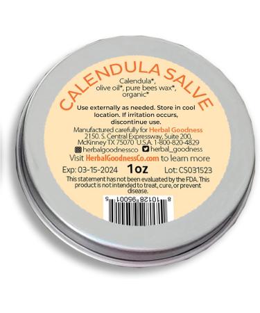 Herbal Goodness Calendula Salve Ointment - Natural Skin Support with Olive Oil & Beeswax - 1 Unit USA Made - Buy Online on GoSupps.com