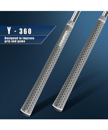 CHAMPKEY Y-360 Rubber Golf Grips 13 Pack with Repair Kits - High Traction Standard Grey Grips - Buy Online on GoSupps.com