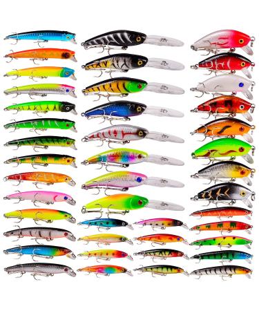 BAIKALBASS Bass Fishing Lures Kit Set Topwater Hard Baits Minnow Crankbait Pencil VIB Swimbait for Bass Pike Fit Saltwater and Freshwater 006-43pcs