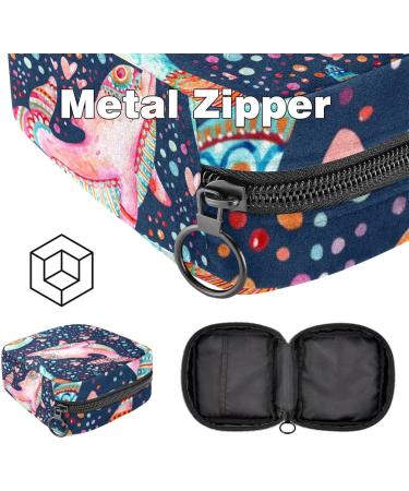Stylish Watercolor Dolphin Menstruation Pad Bag with Zipper - Women's Tampons & Napkin Collector - Perfect for Girls - Buy Online on GoSupps.com