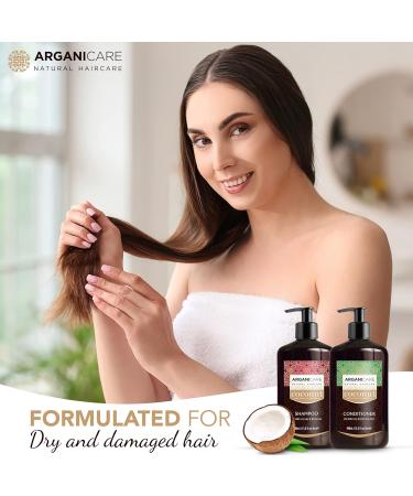 Arganicare Natural Coconut Shampoo & Conditioner Set - Deep Conditioner for Dry Frizzy Hair with Organic Argan Oil & Shea Moisture | 27 Fl Oz - Buy Online on GoSupps.com
