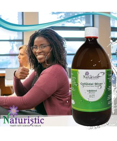 Naturistic Health Premium Colloidal Silver Water 20 PPM 1000ml - Small Particle Size for Optimal Results - 100% Natural Immune Support - Buy Online on GoSupps.com