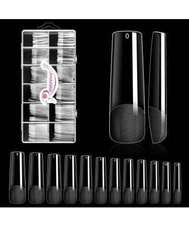 Ranrose Long Straight Nails Tips 240PCS Full Cover Gel x Nail Tips for Acrylic Nails Professional 12 Sizes Pre-shaped XXL Straight Shape False Nail Half Matte Fake Nails for DIY Press On Nail Extensions 240PC Straight Na...