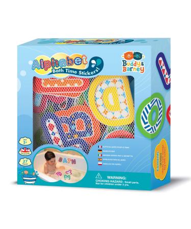 Buddy & Barney | Alphabet Letters Bath Toy Stickers A-Z 26 EVA Foam Pieces plus net mesh storage bag organiser for Bathroom.