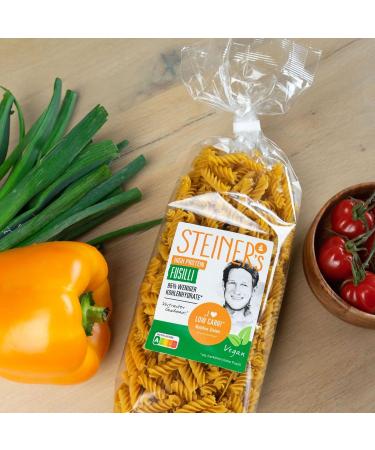 Steiner's High Protein Fusilli | 95% Less Carbs | 49g Protein | Low Carb & Fiber Rich Pasta - 250g Pack - Buy Online on GoSupps.com