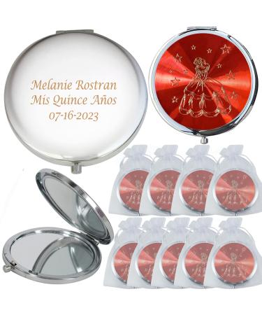 WE Mis Quince A os (12 PCS) Sweet 15  Sweet Sixteen  Quincea era  Mis 15 A os Compact Mirror (Red)