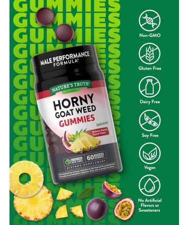 Nature's Truth Horny Goat Weed Gummies - 60 Count | Vegan & Non-GMO Supplement with Maca Root - Gluten Free Passion Punch Flavor for Men - Buy Online on GoSupps.com