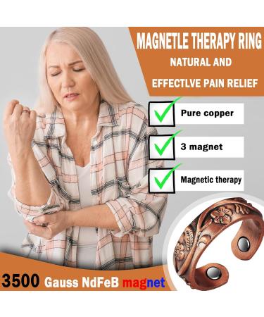 Wollet Magnetic Copper Ring for Women - Adjustable Arthritis Relief Flower Design (CPR-0937) | International Shipping Available - Buy Online on GoSupps.com
