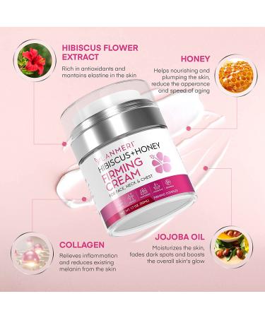 Hibiscus & Honey Firming Cream for Face & Body | Neck Tightening, Double Chin Reducer & Anti-Wrinkle Moisturizer with Collagen & Jojoba Oil - Buy Online on GoSupps.com