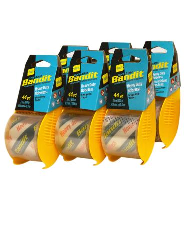 Seal-It Bandit Shipping Tape 6 Pack 2 Inches x 1600 Inches Total 9600 Inches Noiseless with One Arm Dispenser