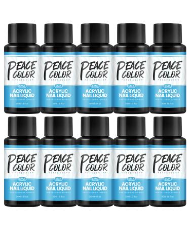 PEACECOLOR 10PC 30ML Acrylic Liquid Monomer Set Non-Yellowing Monomer for Acrylic Nails Acrylic Powder Professional Acrylic Liquid for Nail Art DIY at Home Beauty Gifts for Women Girls color 174