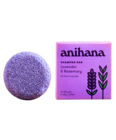 ANIHANA Shampoo Bar | Lavender and Rosemary - Deep Cleansing Hair Shampoo for Fine & Oily Hair - 2.29 oz (Up to 80 Washes) Lavender Rosemary