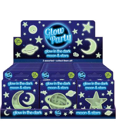 Glow in The Dark Moon and Stars Fluorescent Stickers - 24 Magical 3D Luminous Shapes for Nursery and Bedroom Decoration - Buy Online on GoSupps.com