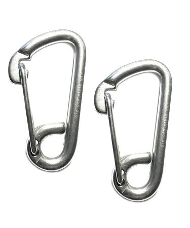 2 Pieces Stainless Steel 316 Spring Hook Carabiner 5/16" (8mm) Marine Grade Safety Clip