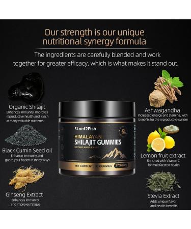 Organic Shilajit Gummies Pure Himalayan Shilajit Gummies for Men Supplement Gold Shilajit Gummies for Women Natural 85+ Trace Minerals Ashwagandha Black Seed Oil Extract 90 Gummies - Buy Online on GoSupps.com