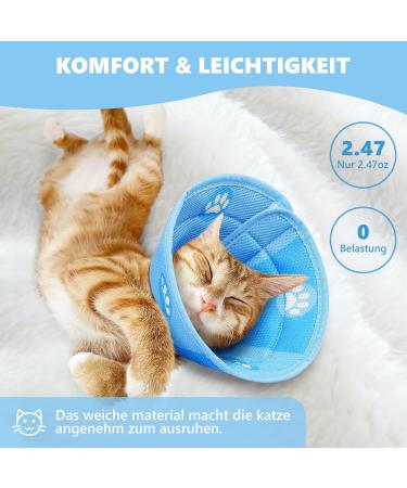 Adjustable Soft Protective Cat Collar | Halskrause Non-Protective Collar for Cats Puppies & Small Dogs - Blue (M) - Buy Online on GoSupps.com