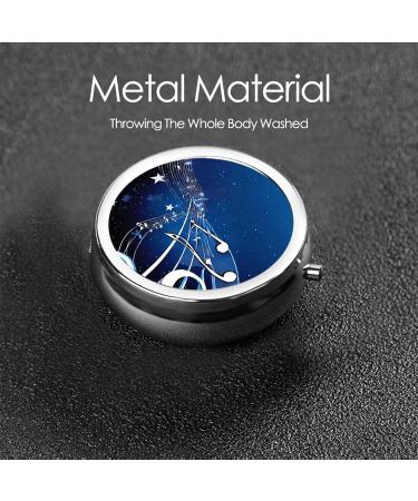Blue Music Printed Mini Round Pill Box | 3 Compartment Portable Pill Organizer for Travel Home & Office - Buy Online on GoSupps.com