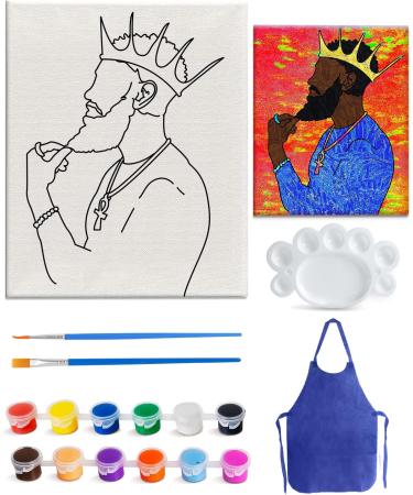 2 Pack Afro King Queen Love Couple Canvas Painting Kit - DIY Date Night Party Favor | Pre Drawn Stretched Canvas Birthday Gift for Couples - BLM Inspired - Buy Online on GoSupps.com