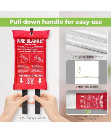 Guardryshely 39 x 39 Fire Blanket - Kitchen & Home Emergency Fire Suppression - Fiberglass Material - Easy-to-Store - Ideal for Grill, Car, Fireplace - 1 Pack - Buy Online on GoSupps.com