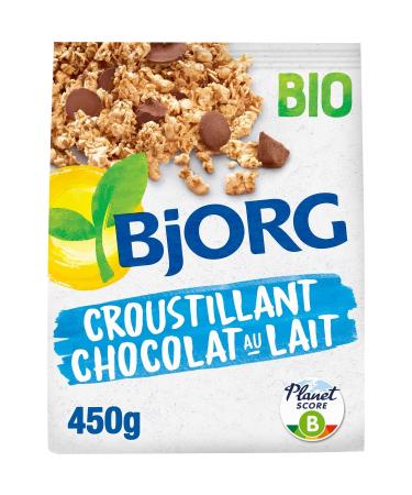 BJORG C r ales Bio Croquantes au Chocolat au Lait Go t Gourmand pour le Petit-D jeuner (450g) - Le Lot De 3