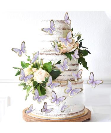 Blumomon 30-Piece 3D Butterfly Cake Topper Decorations - Purple & Gold Rim - Perfect for Weddings Baby Showers & Birthday Parties - Mixed Size Butterfly Cupcake Picks - Buy Online on GoSupps.com