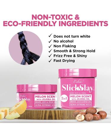 ESHA Slick N Slay Braiding Gel - 3-in-1 Ultra Hold for Braids Twists & Edges | Hydrating & Fast Drying | 1 oz (Peach) | International Shipping Available - Buy Online on GoSupps.com