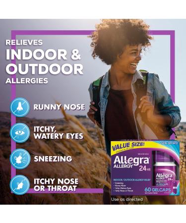 Allegra Hives Non-Drowsy Antihistamine Tablets 30-Count 24HR Hives Reduction & Itch Relief 180mg & Adult 24HR Non-Drowsy Antihistamine Gelcaps 60-Count Fast-Acting Allergy Symptom Relief 180 mg - Buy Online on GoSupps.com
