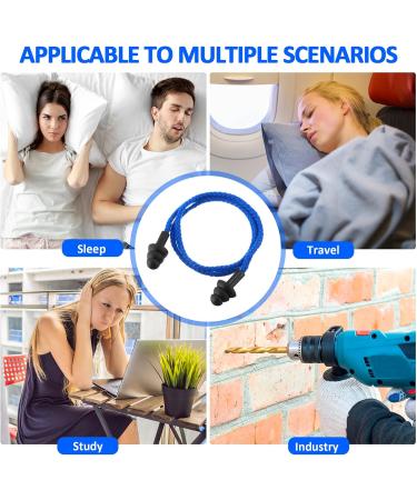Xuhal 200 Pair Corded Ear Plugs - Reusable Silicone Noise Cancelling Earplugs for Sleep & Hearing Protection | Shooting Range Noise Reduction (Blue Black - Buy Online on GoSupps.com