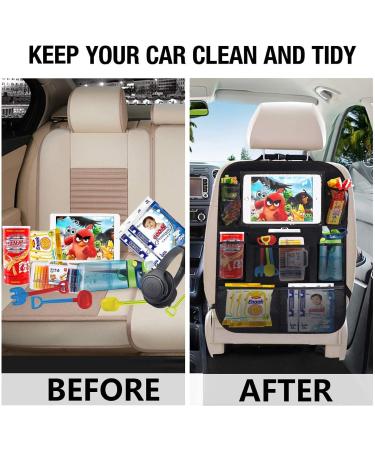 OKEECA Car Back Seat Organisers with 10 Protectors - Kid-Friendly Car Organizer with 8 Pockets - Kick Mat for Toys, Drinks, Snacks - Car Accessories for Kids & Toddlers - Buy Online on GoSupps.com