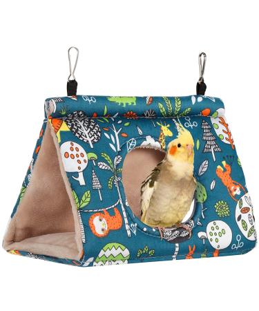 Winter Warm Bird Nest House Bird Bed, Bird Hut Hideaway for Cage, Plush Fluffy Shed Hut Hanging Hammock Finch Cage Sleeping Bed Snuggle Tent for Budgies, Lovebird, Parrot, Parakeets, Cockatiels Medium Blue