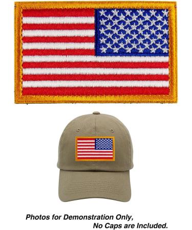 Tactical Patches of USA US American Flag Reverse  with Hook and Loop for Backpacks Caps Hats Jackets Pants  Military Army Uniform Emblems  Size 3x2 Inches Gold Border  Reverse - Buy Online on GoSupps.com