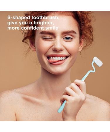 Soft S-Shaped Manual Toothbrush for Sensitive Gums Nano Floss Bristles Deep Clean Candy Color | Perfect for Adults & Juniors (Green - Buy Online on GoSupps.com