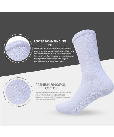 Diamond Star Anti Skid Non Slip Gripper Socks 6 Pack Grey - Size 10-13 - Diabetic & Hospital Crew Socks for Men and Women - Buy Online on GoSupps.com