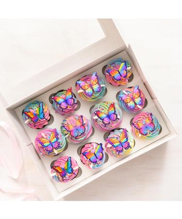 24 x Pre-Cut Beautiful Colourful Multicolour Butterflies Edible Wafer Rice Paper Cupcake Cake Dessert Toppers Birthday Pride LGBT Party Wedding Decorations Butterfly - Buy Online on GoSupps.com