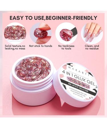 Makartt 4 in 1 Solid Builder Gel for Nails - Nail Extension, Sculpting, Glue & Rhinestone Adhesion | Hard Gel, Lamp Required - Roseate Radiance - Buy Online on GoSupps.com