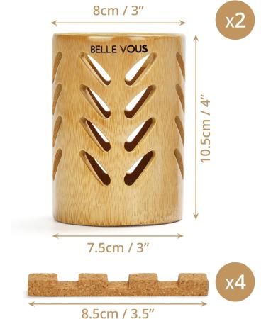 Buy Belle Vous 2 Pack Bamboo Toothbrush Holder - Eco-Friendly Drainage Cup for Travel & Bathroom - Sustainable Storage for Razors Toothpaste & Toothbrushes - Buy Online on GoSupps.com