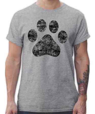 Shirtracer - T-Shirt Men - Gift for Dog Owners - High Five Dog Paw 3 Grey Mottled L
