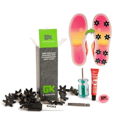 Golfkicks Golf Traction Kit for Sneakers with DIY Golf Spikes - Add Soft Spikes to Almost Any Shoe, 20 Count Black