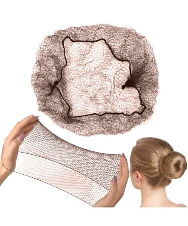 Hair Net 100 Pcs, Smilco 20 Inches Elasticity Invisible Elastic Mesh Wig Nets for Hair Bun Making Ballet Dancer Kitchen Food Serive (Brown) FW-brown-100pcs