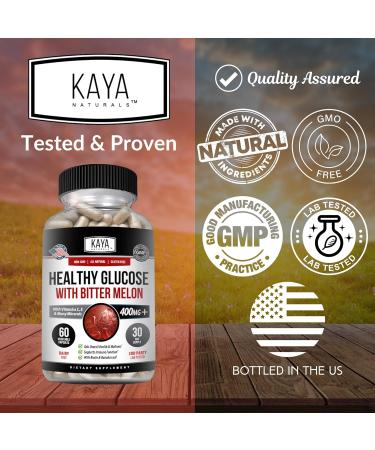 Kaya Naturals Healthy Gluco Supplement with Bittermelon | Supports Healthy Blood Sugar Levels | 20 Herbs Vitamins & Minerals | Non-GMO | 60 Count - Buy Online on GoSupps.com