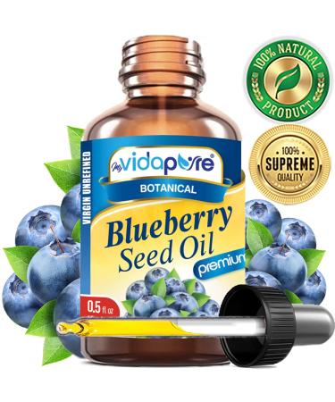MYVIDAPURE BLUEBERRY SEED OIL 100% Pure Unrefined Virgin Cold Pressed. Moisturizer for Face Skin Hair Nails Scars Anti Aging (0.5 Fl Oz) 0.5 Fl Oz (Pack of 1) - Buy Online on GoSupps.com