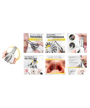 Manual Nose Hair Trimmer - Waterproof Stainless Steel Grooming Device for Men & Women | Battery-Free Ear Moustache & Whisker Clipper with Cleaning Brush - Buy Online on GoSupps.com